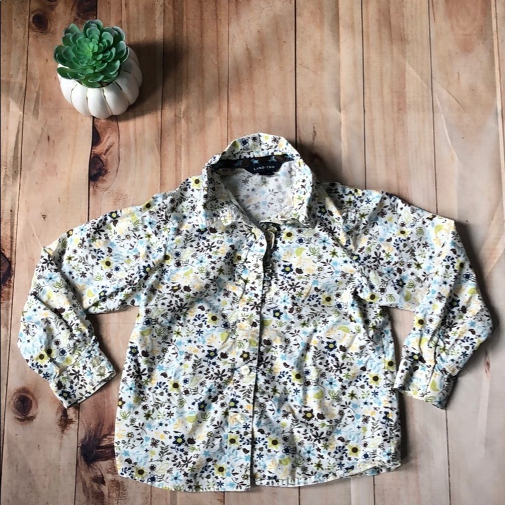 🍭6/$30 Land’s End Ruffle Floral Buttondown 6x